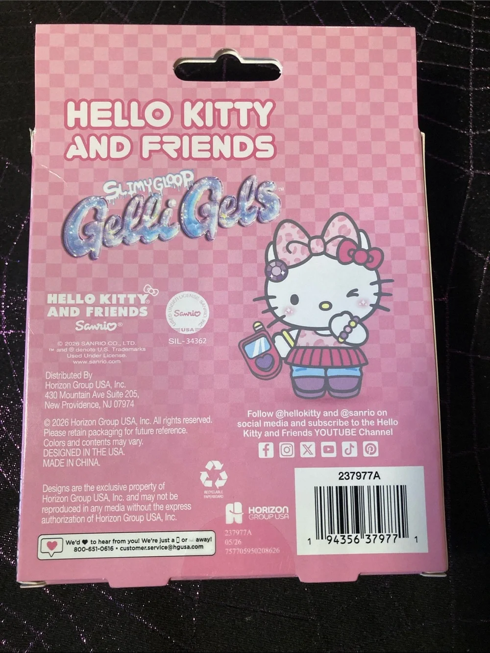 Hello Kitty Pink Iridescent Glitter Gelli Gels Slow-Flow Stretchy Toy